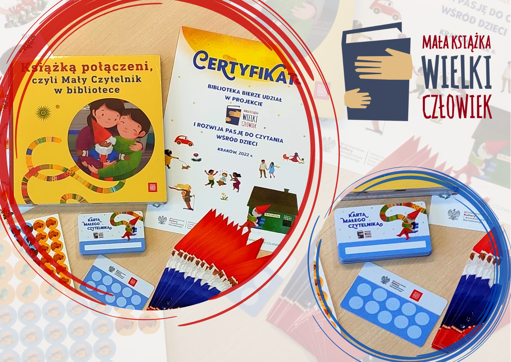 Ulotka kolorowa, bez treści, zachęcenie do wzięcia udziału w akcji Mała Książka Wielki Człowiek