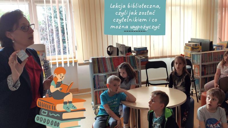 Zdjęcie kolorowe, dzieci na wycieczce w Bibliotece